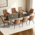 Modern Dining Chairs Set of 8,Upholstered Dining Room Chairs with Thick Cushions,Fabric Comfy Dining Chairs with Metal Legs for Dining Room Brown