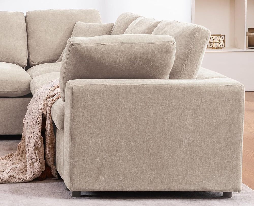 Oversized Modular Sectional Sofa, 7 Seater Cloud Couch with Ottoman | 130&quo...