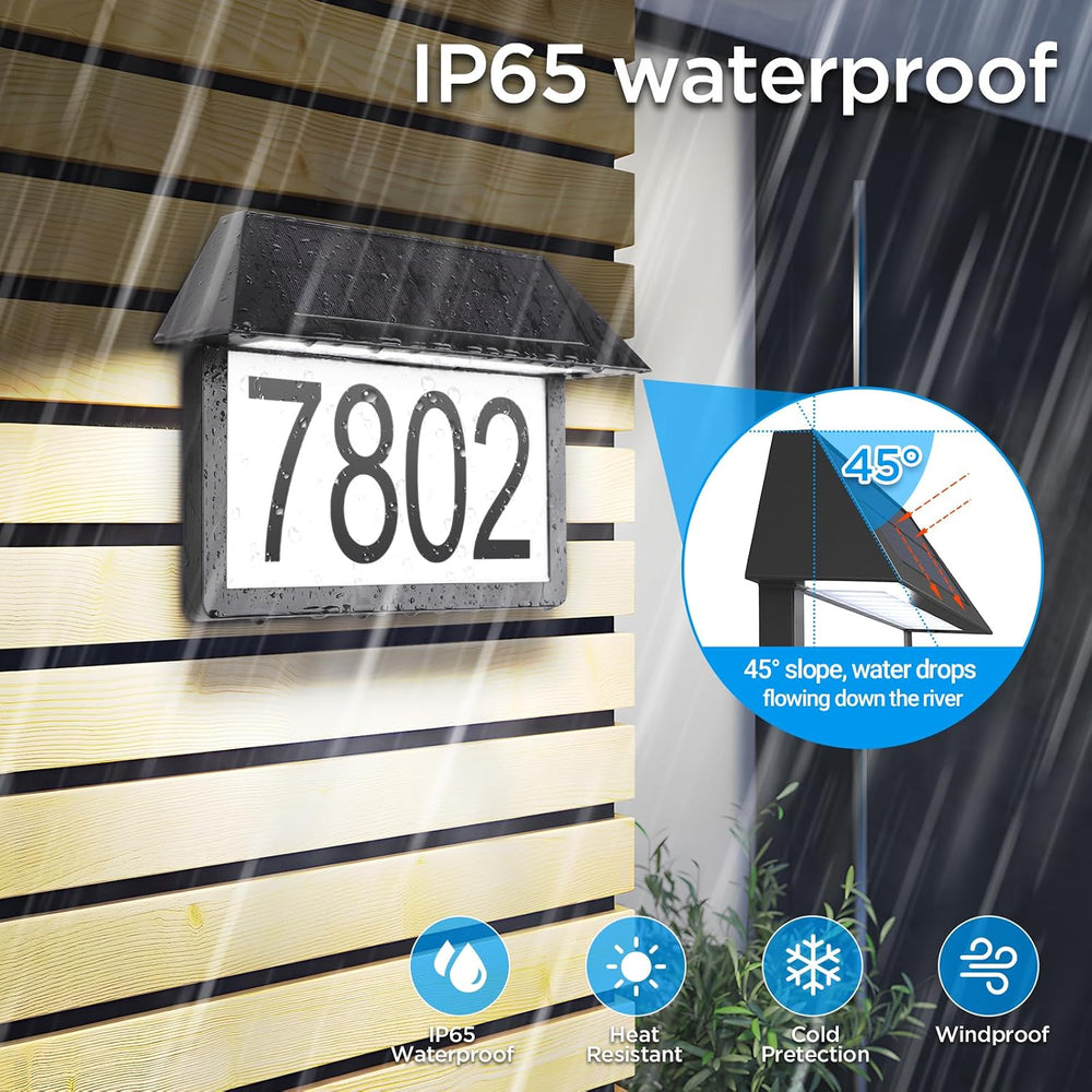 Solar Address Sign, House Numbers Sign for Outside 3 Color Temperature, High ...