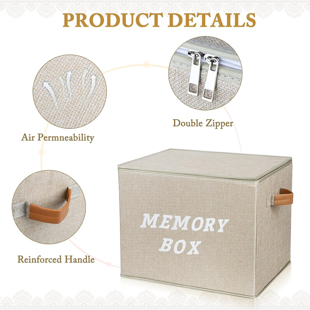 Lukeline Memory Box for Keepsake, Decorative Keepsake Bin with Handles,Memory Box Keepsakes Gift for Anniversary, Wedding, Birthday, Valentines Day