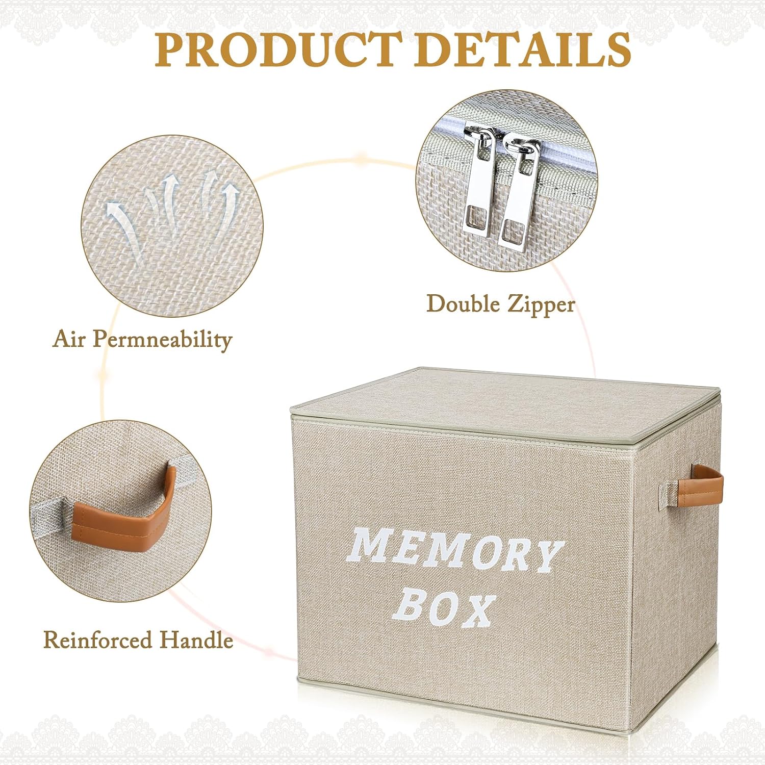Lukeline Memory Box for Keepsake, Decorative Keepsake Bin with Handles,Memory Box Keepsakes Gift for Anniversary, Wedding, Birthday, Valentines Day