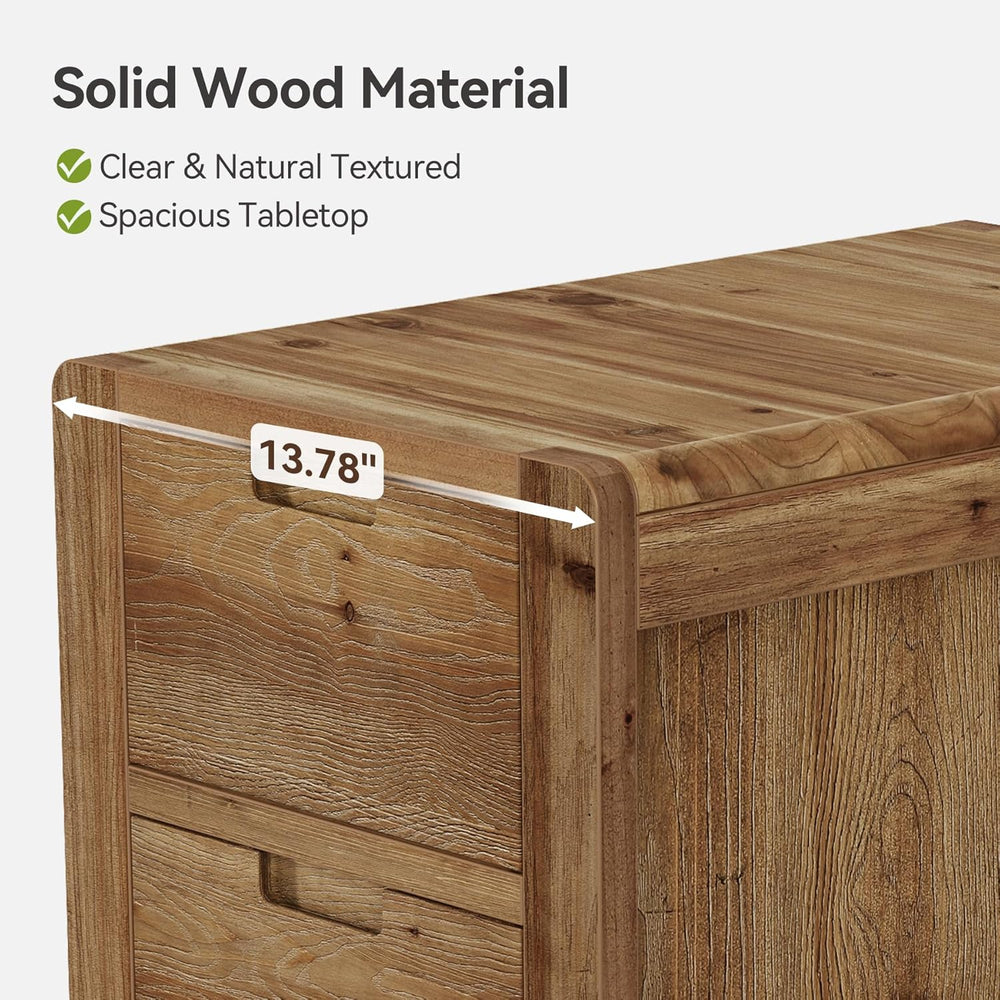 LITTLE TREE 3-Drawer Real Wood End Table, Narrow Side Table with Storage Draw...