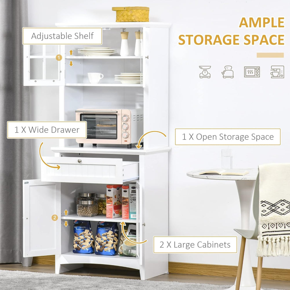 Elegant Buffet, Kitchen Pantry Storage Cabinet with Framed Glass Door Drawer ...