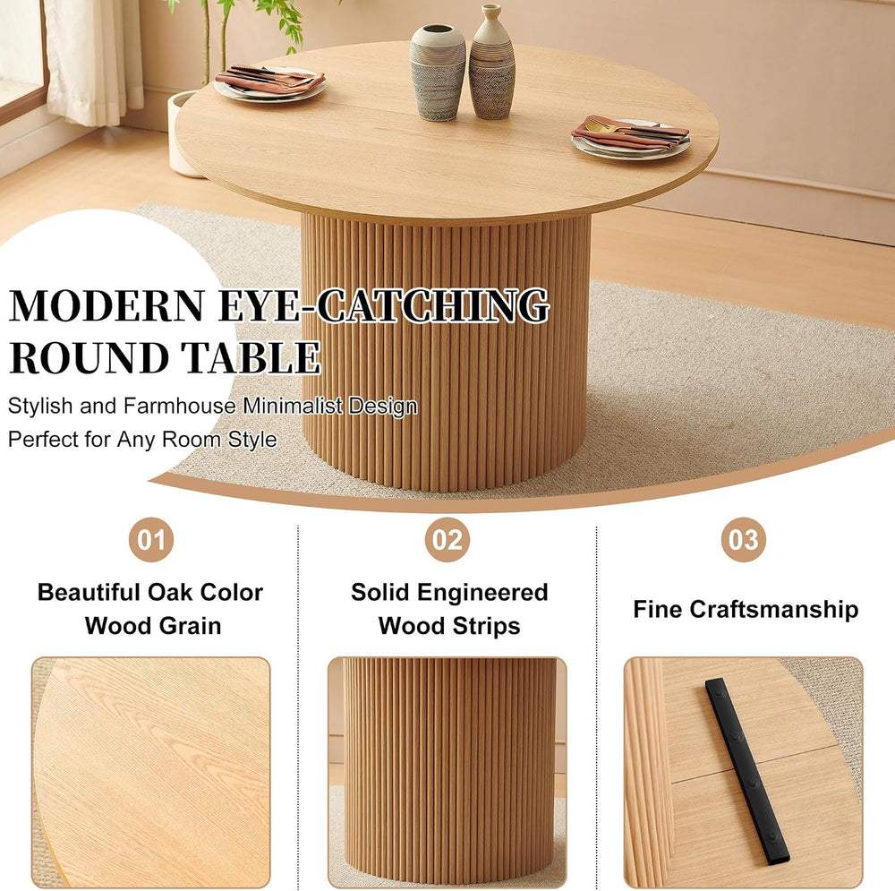 Homedot 5-Piece Modern Kitchen Dining Room Table Set for 4, 47-Inch Oak Woode...