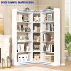 6 Tiers Corner Bookshelf, 63.1" Tall Modern Corner Etagere Bookcase Storage Display Rack Book Shelf with Baffle, Industrial L Shaped Bookshelves for Bedroom, Home Office, Living Room, White