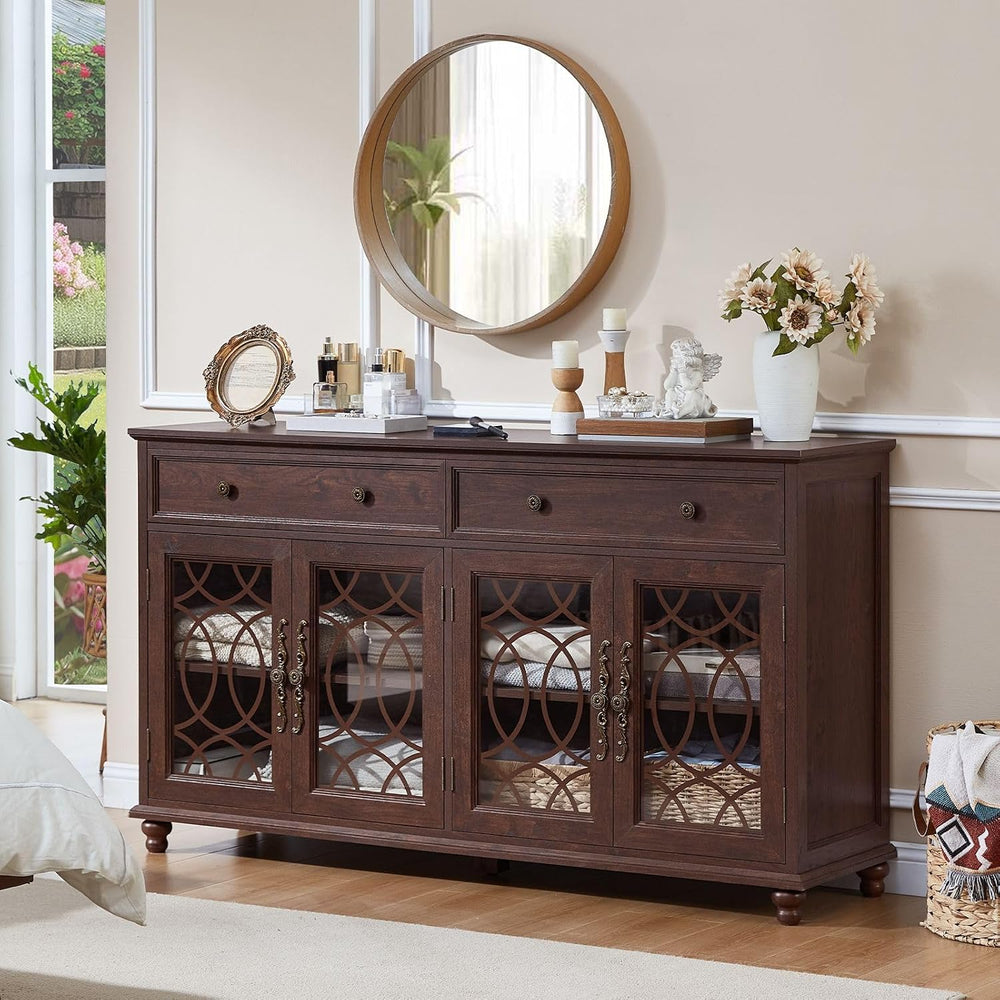 Joaxswe Farmhouse Sideboard Buffet Cabinet with Storage,59" Large Creden...
