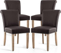 SyMax Dining Chairs Set of 4, Modern Faux Leather Parson Dining Room Chairs, High-End Kitchen Side Chairs with Nailhead Trim and Wood Legs, Chocolate, 4PCS