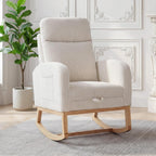 GarveeLife Nursery Rocking Chair,300lb Glider Chair with Solid Wood Legs/Two Side Pockets,Corduroy Upholstered Glider Rocker with Footrest High Backrest for Living Room/Bedroom/Nursery