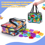 6 Packs Large Toy Storage Bags,Clear Waterproof PVC Toy Storage Organizer with Zipper,Reusable Travel kids Organizer Bags for Board Game,Building Blocks and Puzzles,Black