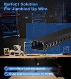 ZhiYo Cable Raceway 78in(2xL39in), Server Rack Cable Management Under Desk Cord Organizer, Electrical Safe PVC Cable Channel Open Slot Wire Raceway for Network/PC/TVs, Wire Duct H1 x W1.6in Black