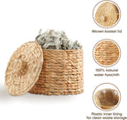 Greenatural Wicker Trash Can, 14x14x11 in Handwoven Water Hyacinth Waste Basket with Lid, Wicker Storage Bin with Natural Finish, Rustic Garbage Can for Laundry Room, Bathroom, Bedroom, Office