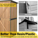 Aivituvin Storage Shed Outdoor Storage Cabinet Upgraded with All Arounded Metal Frame, Wooden Floor and Adjustable Shevels 55" L x 29" W x 67" H, Brown