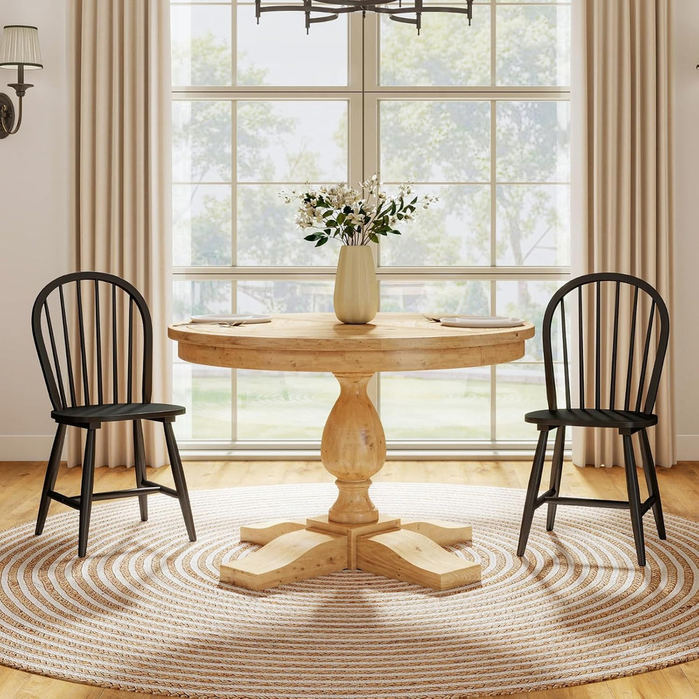 chairus Black Windsor Dining Chairs Set of 2, Farmhouse Wooden Dining Room Ch...