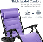 Best Choice Products Oversized Padded Zero Gravity Chair, Folding Outdoor Patio Recliner, XL Anti Gravity Lounger for Backyard w/Headrest, Cup Holder, Side Tray, Polyester Mesh - Violet