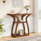 Tajsoon 3-Tier Farmhouse Console Table for Entryway 31.5", Rustic Brown