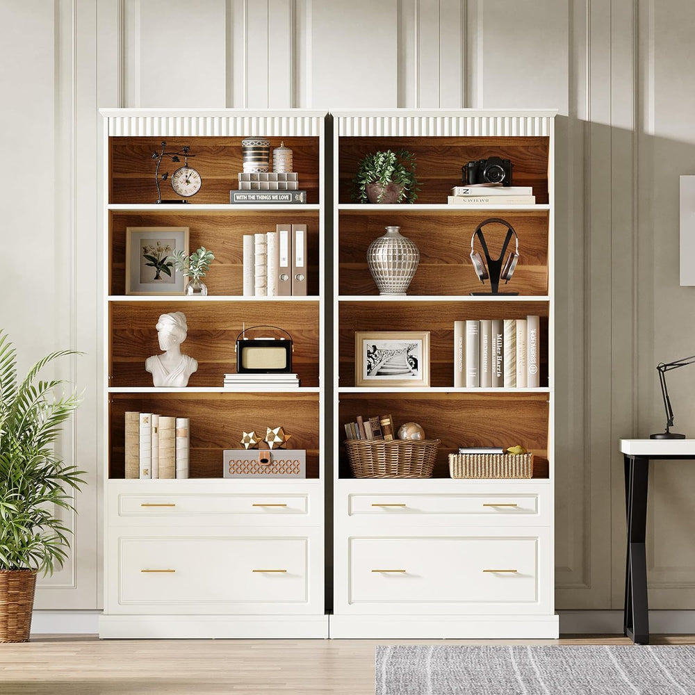 Tribesigns 5-Shelf Bookcase with File Cabinet Drawer, 72" Tall Bookshelf...