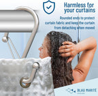 Set of 12 Silver Metal S Hook Shower Hooks 1” – Closed, Heavy Duty, Long Decorative Shower Curtain Hooks, Easy Glide, Buckle, Large Rust Resistant Rings for Bathroom Rods (Silver, S)