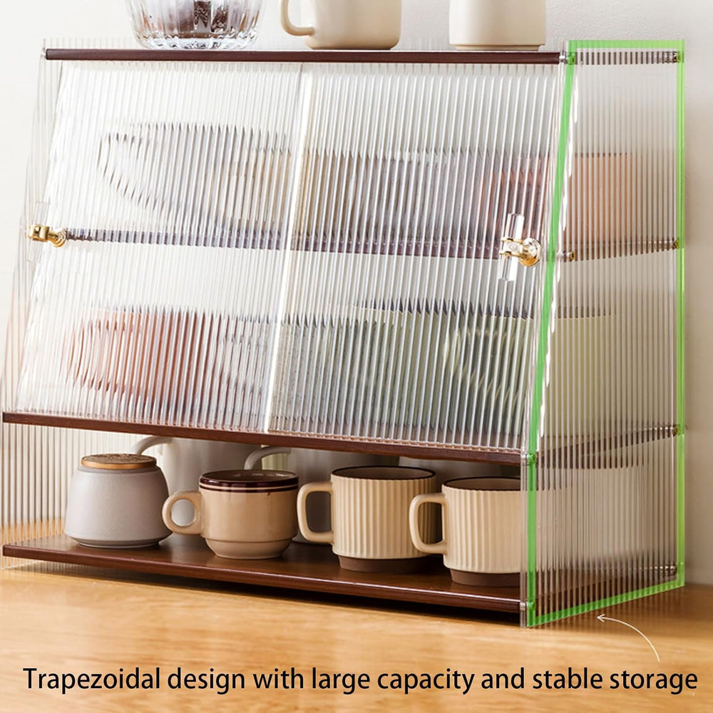 Kitchen Pantry Storage Cabinet, Trapezoidal Countertop Cabinet with Shelves a...