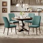 Upholstered Dining Chairs Set of 2, Modern Kitchen Chairs with High Back, Padded Fabric Dining Room Chair with Solid Wood Legs for Restaurant/Cafe/Home, Green