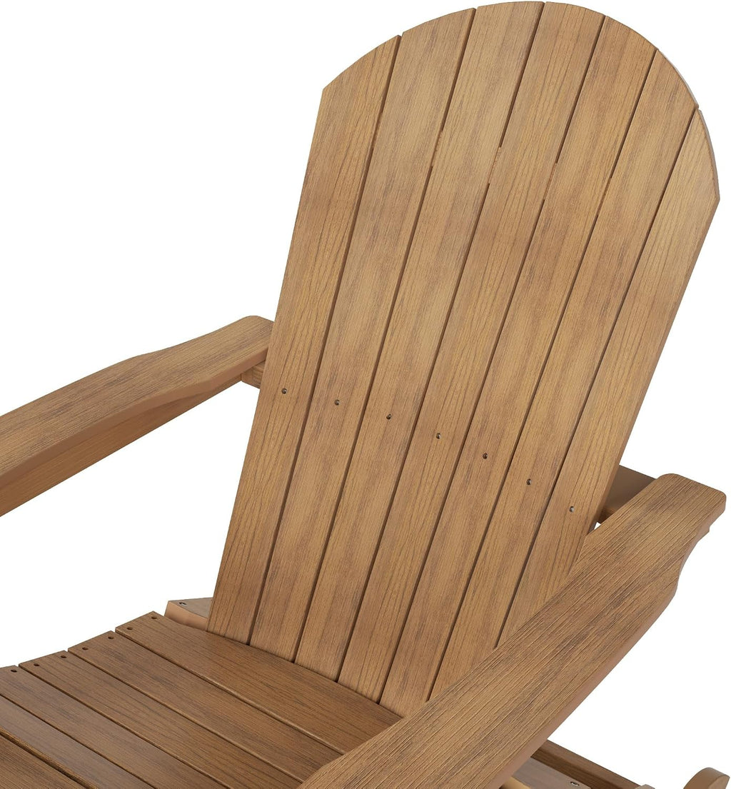 WO Home Furniture Patio Rocking Chair Set of 4 PCS Garden Outdoor HDPE UV Weather Resistant (Teak)