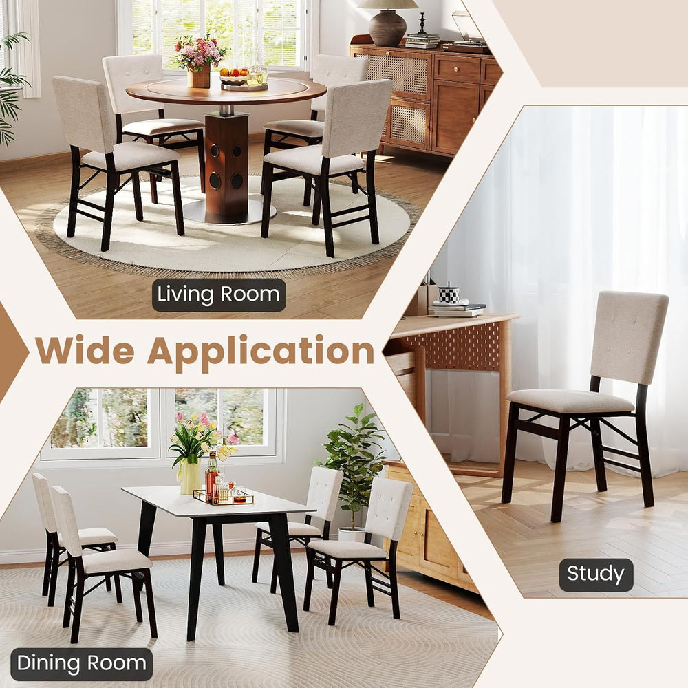 Giantex Folding Dining Chairs Set of 2, Armless Kitchen Chair w/Padded Seat &...