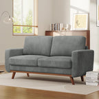 Vesgantti 68" Loveseat Sofa Dark Gray, Comfy Corduroy Couch with Spring Cushion and Solid Wood, Modern Extra Deep Seat for Bedroom, Living Room, Office