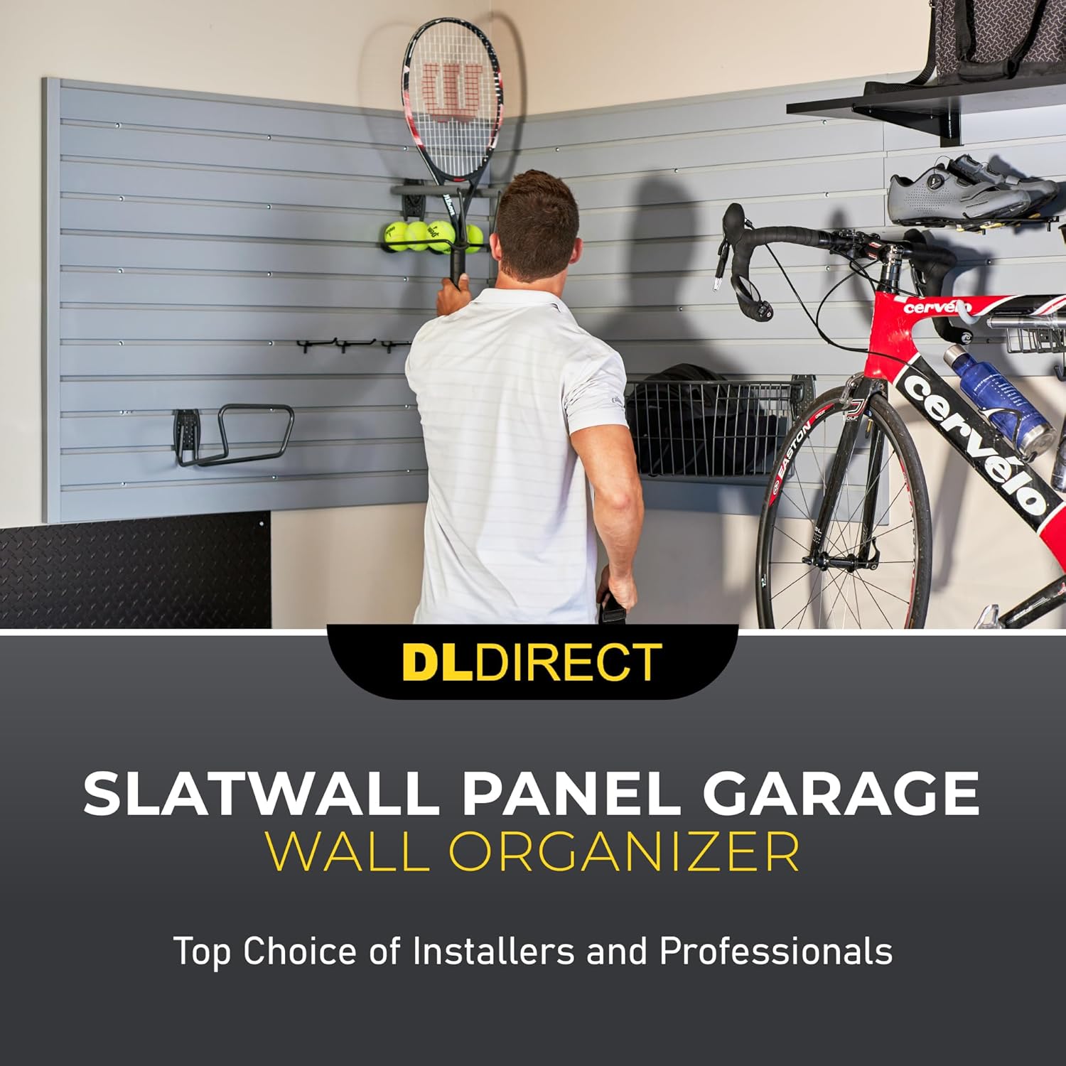 DLDIRECT 36" X 48" - Slatwall Panel Garage Organizer: Heavy Duty Wall Mounted PVC Rack, Interlocking Slat Paneling for Garage Storage, Slotwall Board, Shelves System