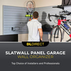 DLDIRECT 24" X 48" - White Slatwall Panel Garage Organizer: Heavy Duty Wall Mounted PVC Rack, Interlocking Slat Paneling for Garage Storage, Slotwall Board, Shelves System