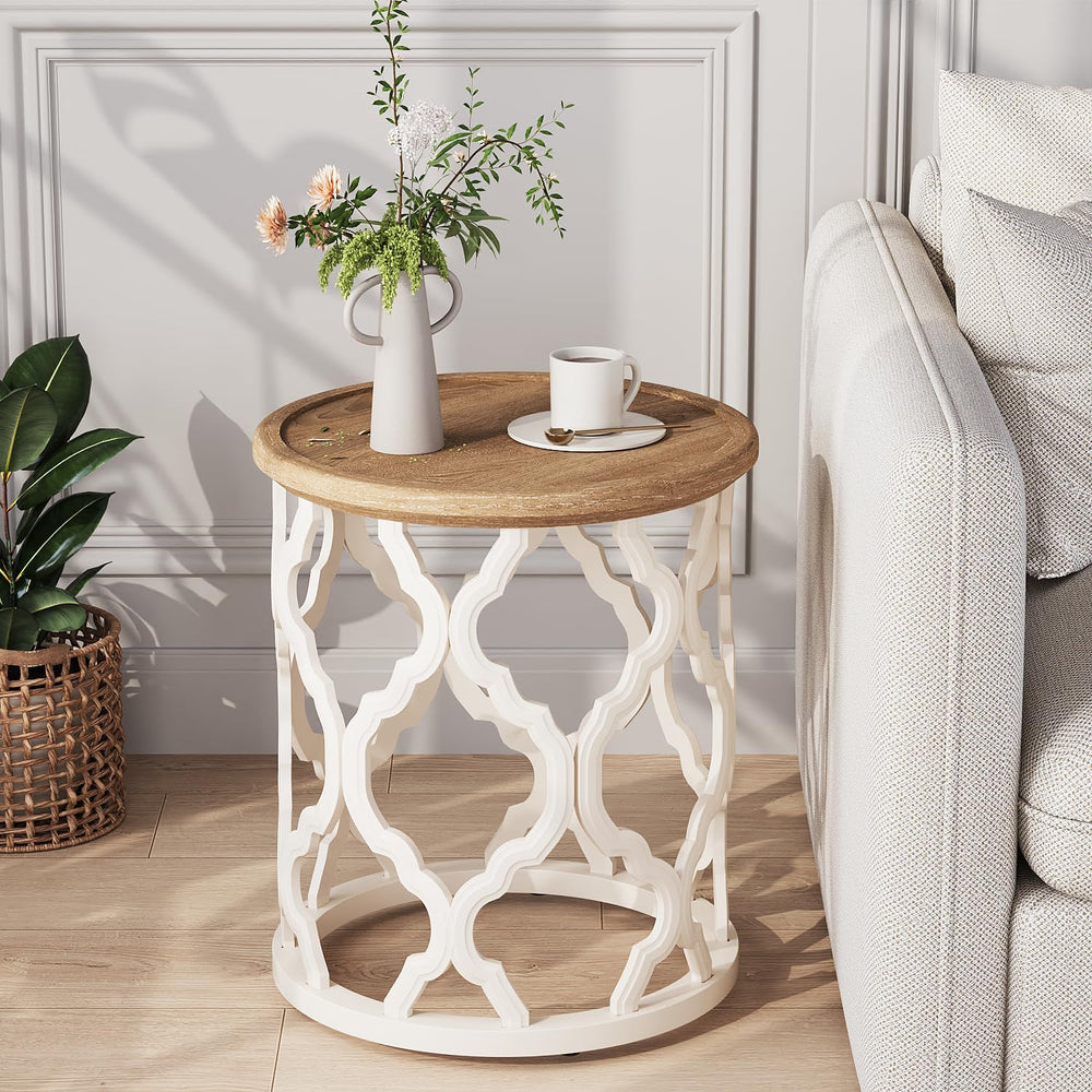 karlott Farmhouse End Table, 18.5'' French Country Round Side Table, ...