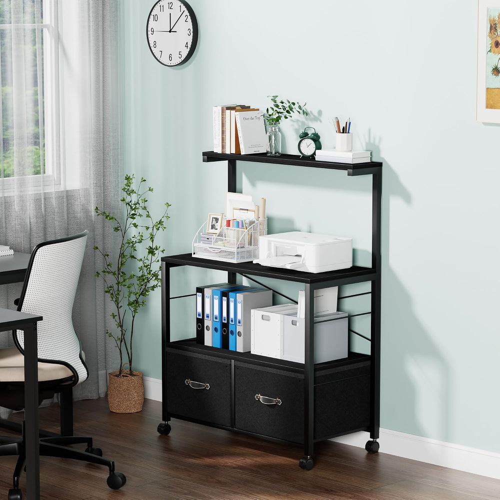 VECELO Mobile Filing Cabinet on Lockable Wheels,Under Desk Organizer with Han...