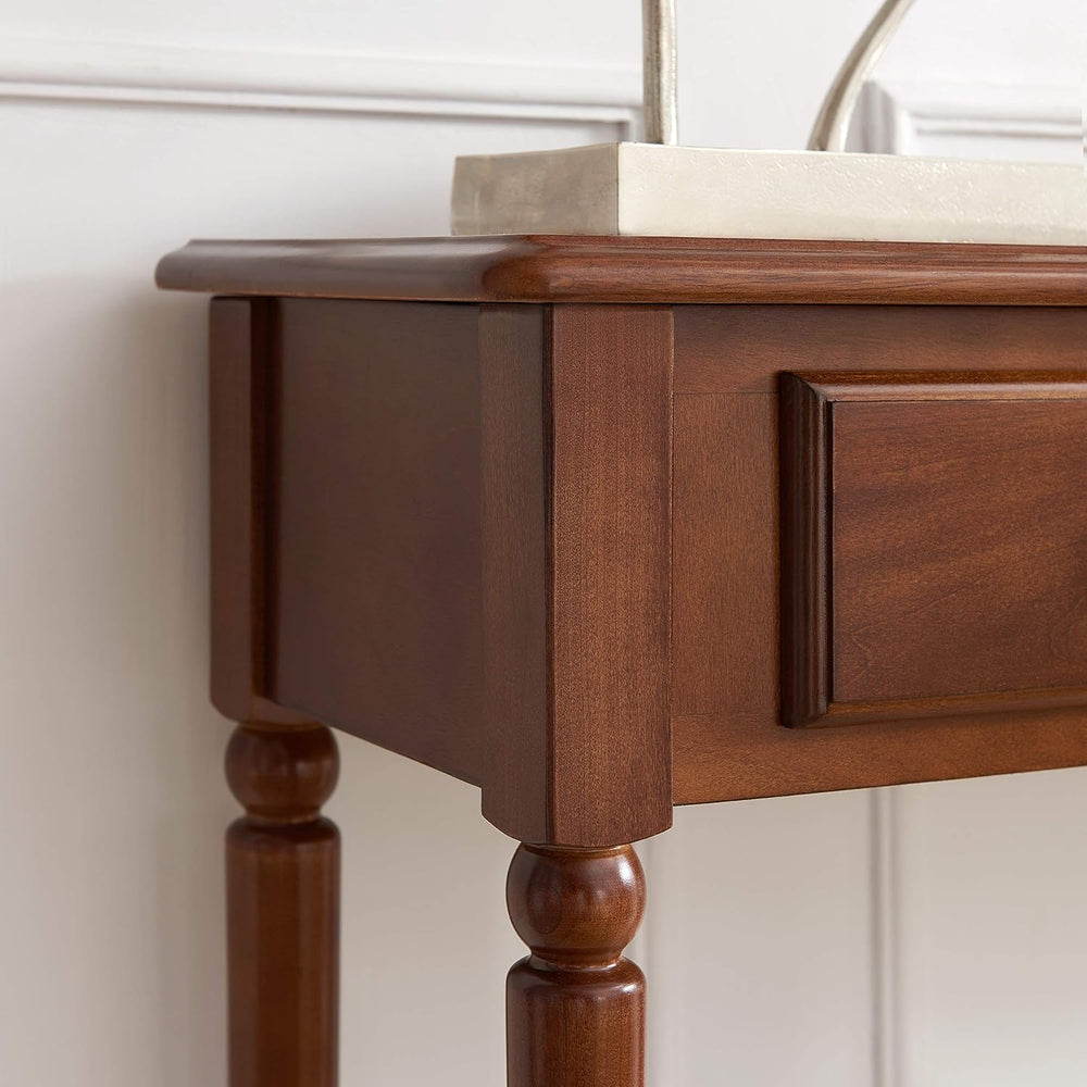 Leick Home Coastal Console Table, Solid Wood, with Drawer and Shelf, for Entr...