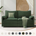 Vesgantti 74" Loveseat Sofa for Living Room, Comfy Cloud Couch Deep Seat Chenille Modern 2 Seater Small Sofa with Armrest Pillow, Easy Assembly for Small Spaces, Green