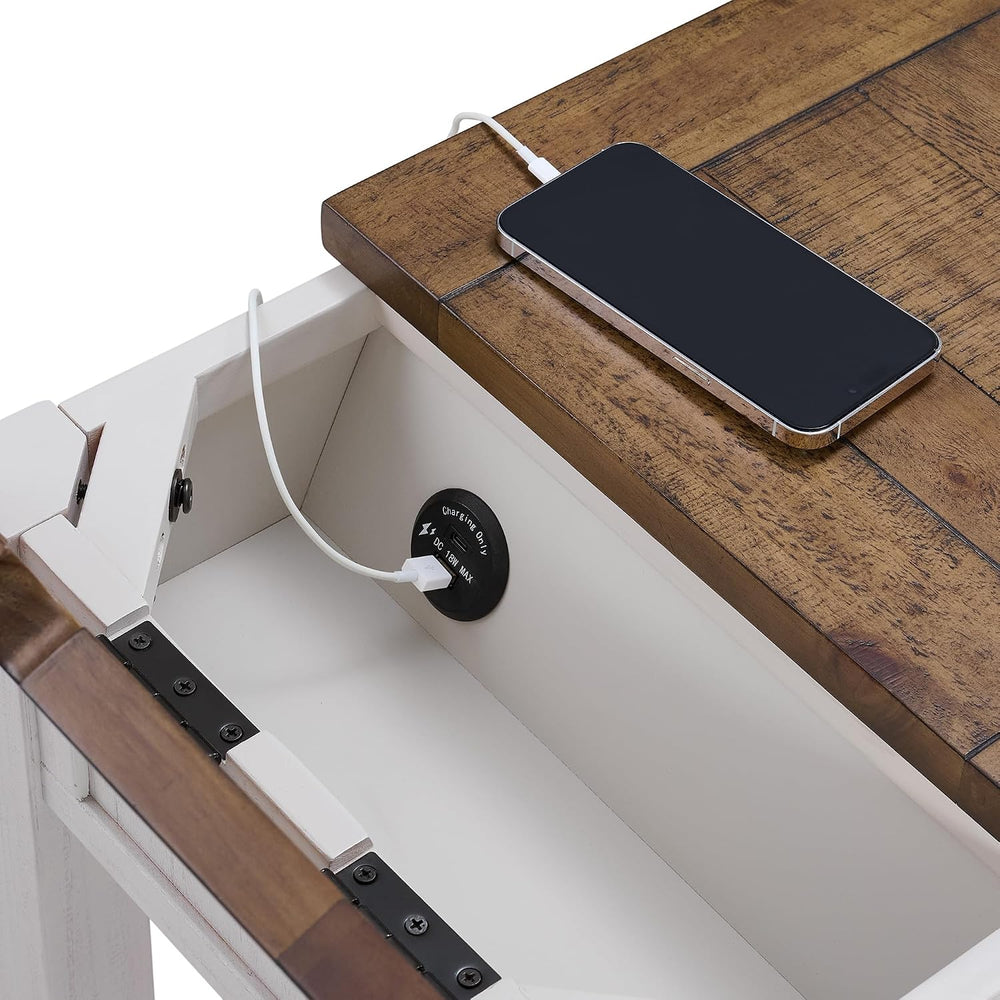 Martin Svensson Home Napa Farmhouse Chairside End Table with Charging Station...