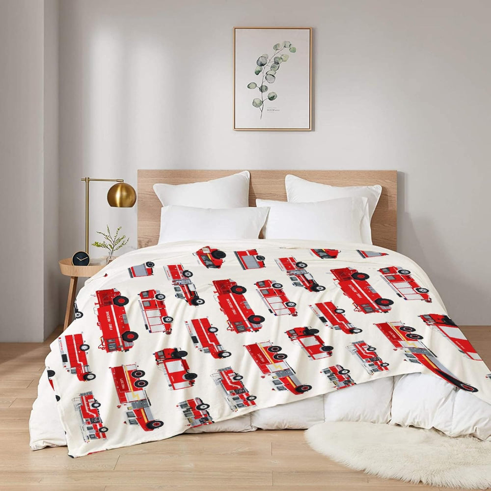 Fire Truck Blanket Gifts for Truck Lover 40 x 50 Inch for Kid,Red Truck Fanne...