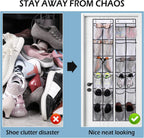 MISSLO Over The Door Shoe Organizer 12 Large Mesh Pockets Hanging Narrow Closet Door, White, 2 Pack