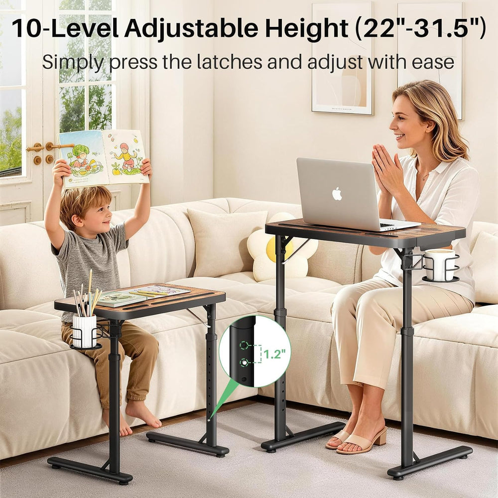 Kitstorack Large Adjustable TV Tray Table with Tilting Tabletop for Couch | D...