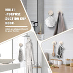 Suction Cup Hooks for Shower No-Drill Bathroom Hooks for Towels, Robes, Loofah Mountable on Bathroom Walls, Kitchen, Glass, Mirrors, Tile and Smooth,Non-Porous Surfaces (2, Milk White)