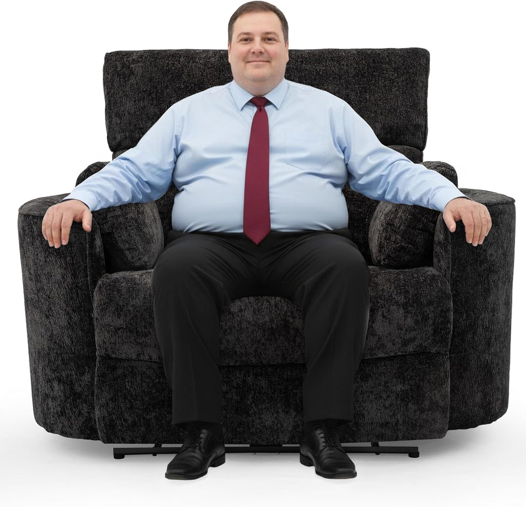 450lbs Oversized Power Recliner Chair, 52" Extra Wide Electric Chair for Big and Tall Adults, Chenille Fabric Single Sofa with USB & Type-C Ports, 2 Pillows, Cloud Comfort for Living Room