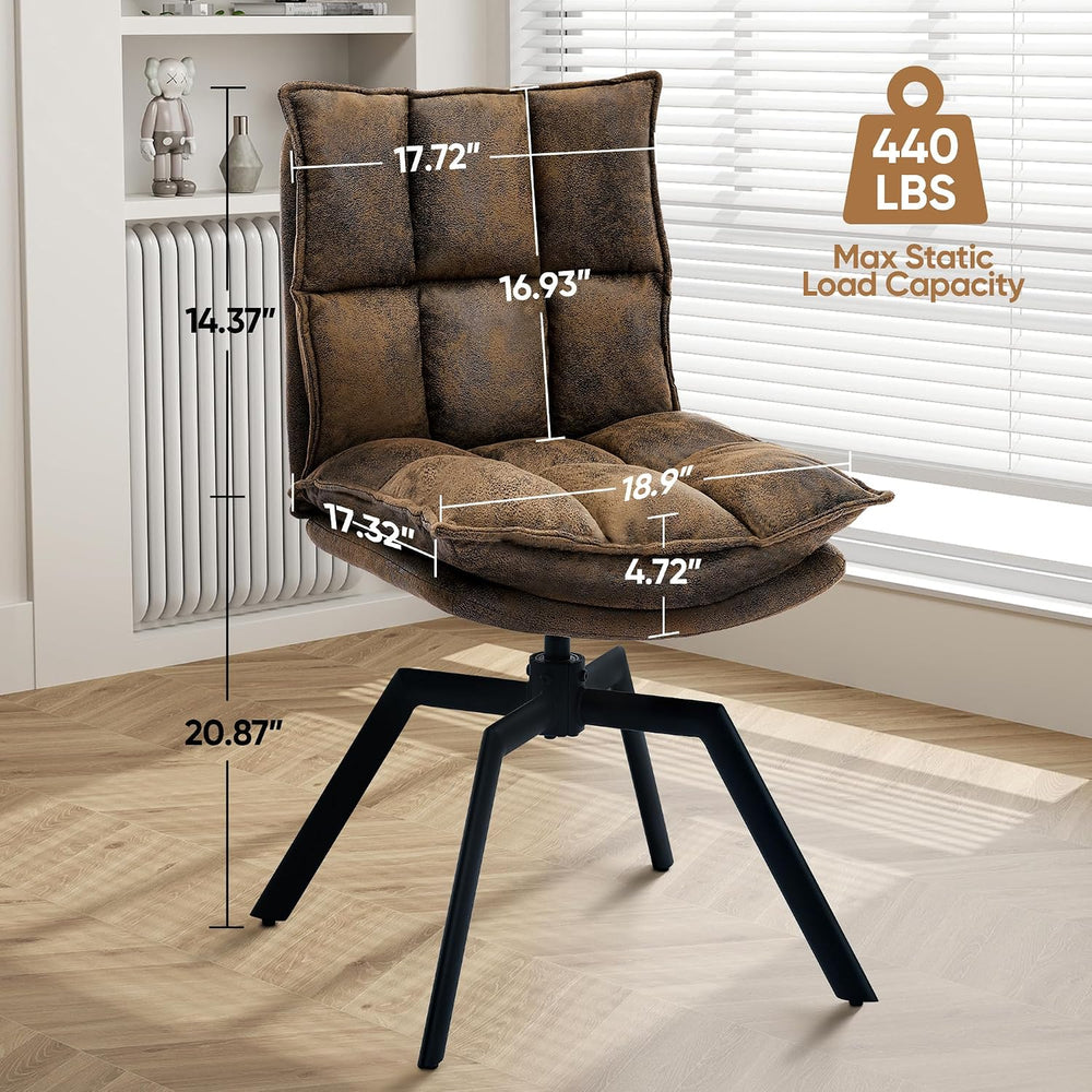 Swivel Dining Chairs Set 2,Mid-Century Modern PU Upholstered with 360°AUTO Sw...