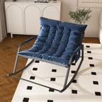35'' Oversized Nursery Rocking Chair, Upholstered Glider Rocker Nursery Rocking Accent Chair, Recliner Armchair with Side Pocket, Comfy Side Living Room Chairs for Bedroom Nursing Room(Blue)