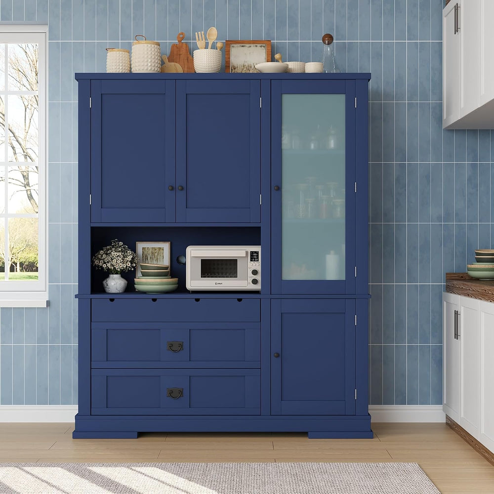 Merax 63 inch Kitchen Pantry Storage Cabinet, Freestanding Buffet Cabinet wit...