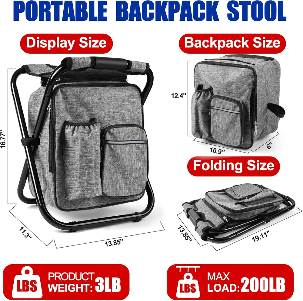 Backpack Stool Cooler Chair Heavy Duty 200 LBS Max Load Portable Lightweight ...