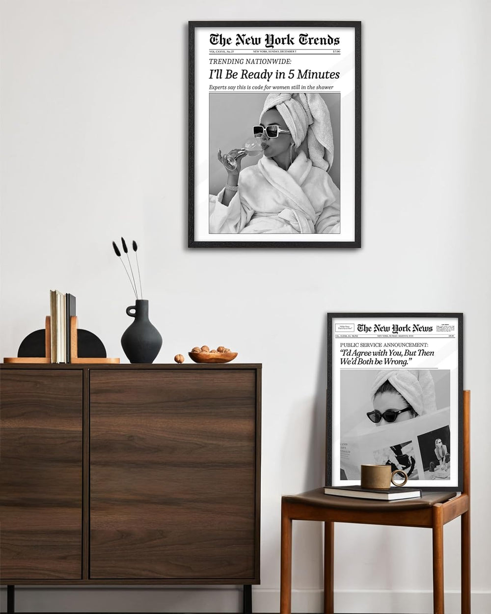 EcoHest 16x20 in I'll Be Ready in 5 Minutes Framed Bathroom Wall Art
