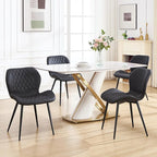 Dining Chairs Set of 8, Comfy Modern Dining Chairs with Thick Cushions, Upholstered Fabric Kitchen Side Chairs with Adjustable Metal Legs for Dining Room (Black)