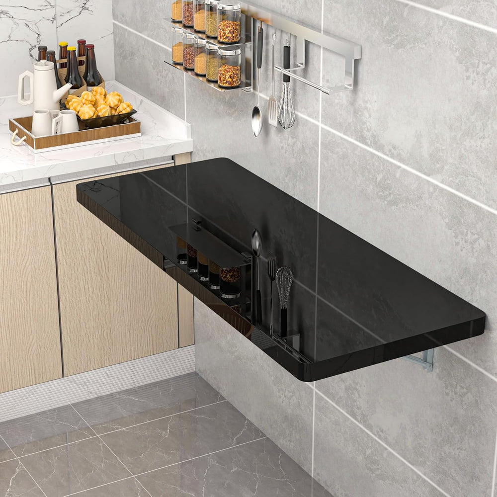 Clikuutory Wall Mounted High Gloss Folding Table 39.4" L x 19.7" W,...
