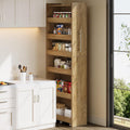 Tribesigns 72.83-Inch Tall Slim Storage Cart with Wheels, 6-Tier Narrow Rolling Utility Pantry Cart, Skinny Mobile Shelving Unit with Metal Handle for Kitchen, Laundry Room, Narrow Spaces, Brown