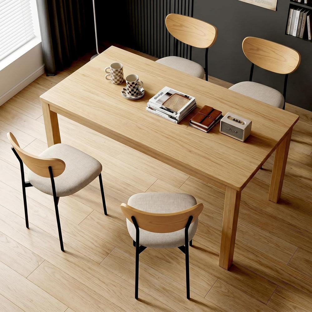 Beige Dining Chairs Set of 4, Upholstered Modern Kitchen Chairs Dining Room C...