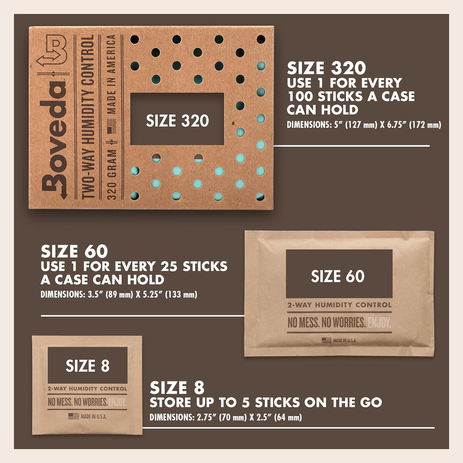 Boveda 75% Two-Way Humidity Control Pack to Fix Major Moisture Loss in Large Wood Humidifier Boxes – Size 320 – Single – Moisture Absorber – Humidifier Pack – Individually Wrapped Hydration Packet