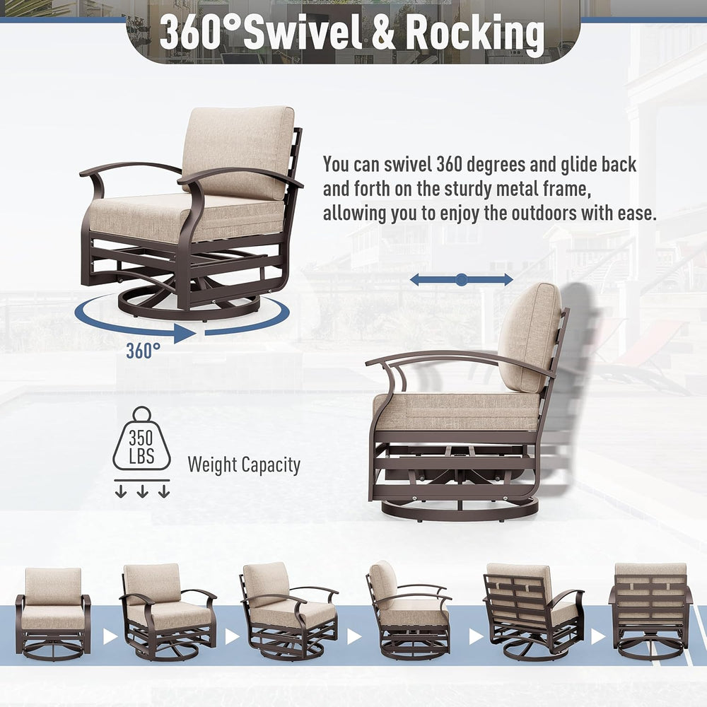 Kurapika 5 Pieces Patio Furniture Set, Outdoor Aluminum Swivel Gliders Rocker...