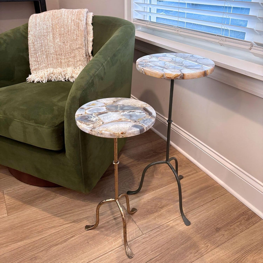 East at Main Agate Stone Cocktail and Martini Tables Set of 2 – Handcrafted A...
